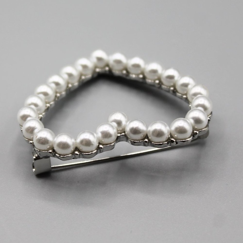 Heart love romantic pin brooch jewelry fashion pearls silver white gold tone new - Picture 10 of 13